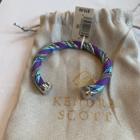 REG $70 KENDRA SCOTT MASIE FULL CUFF BRACELET RHODIUM PERIWINKLE MIX - Picture 7 of 8